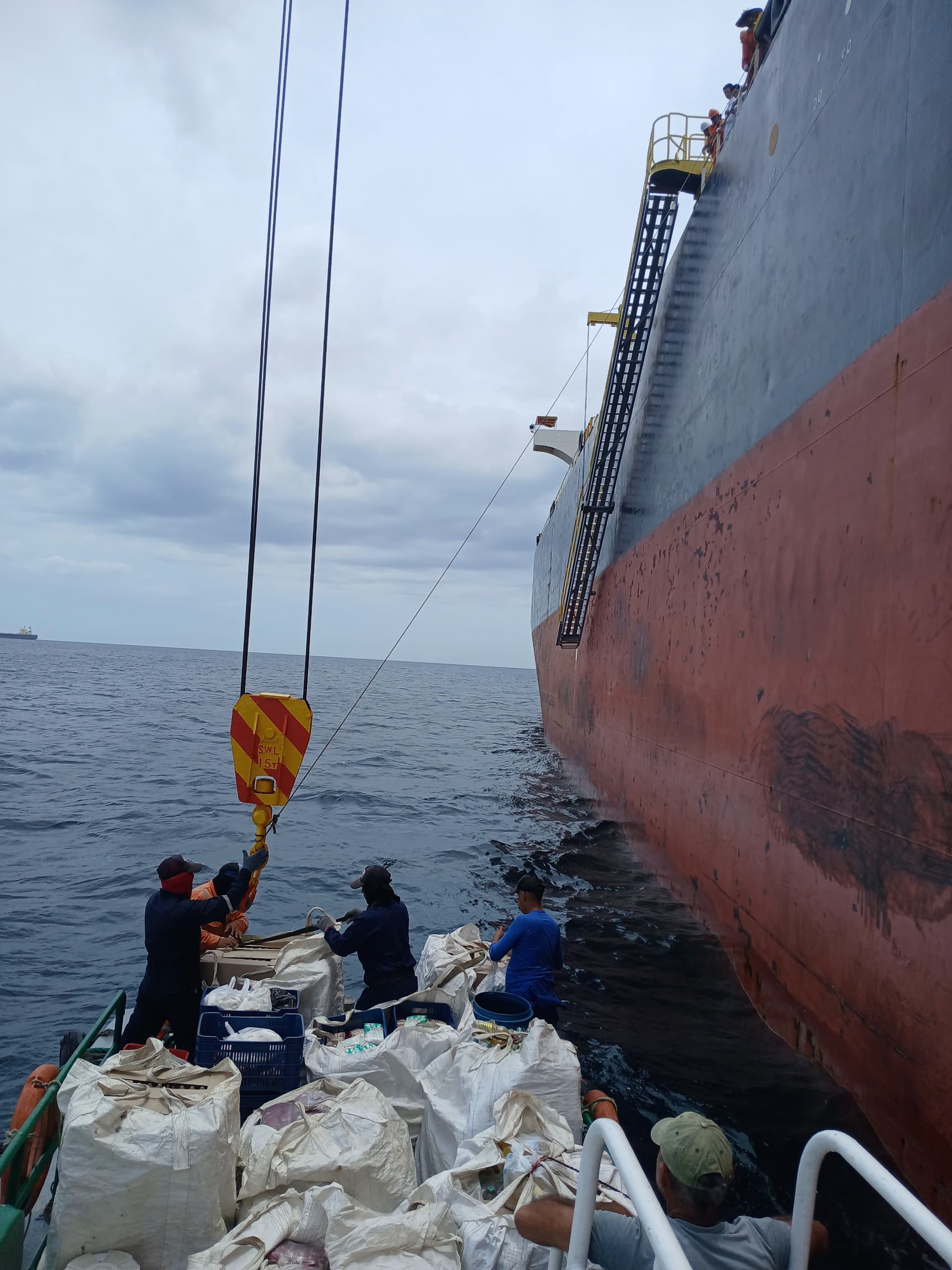 Maritime workers loading cargo